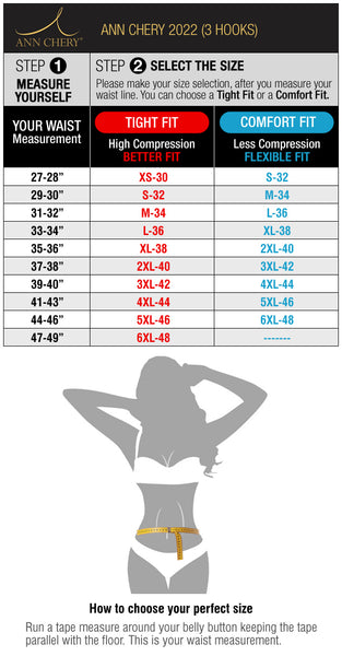 The London Corset Company - Ann Chery AC2046 Waist Trainer Size Chart